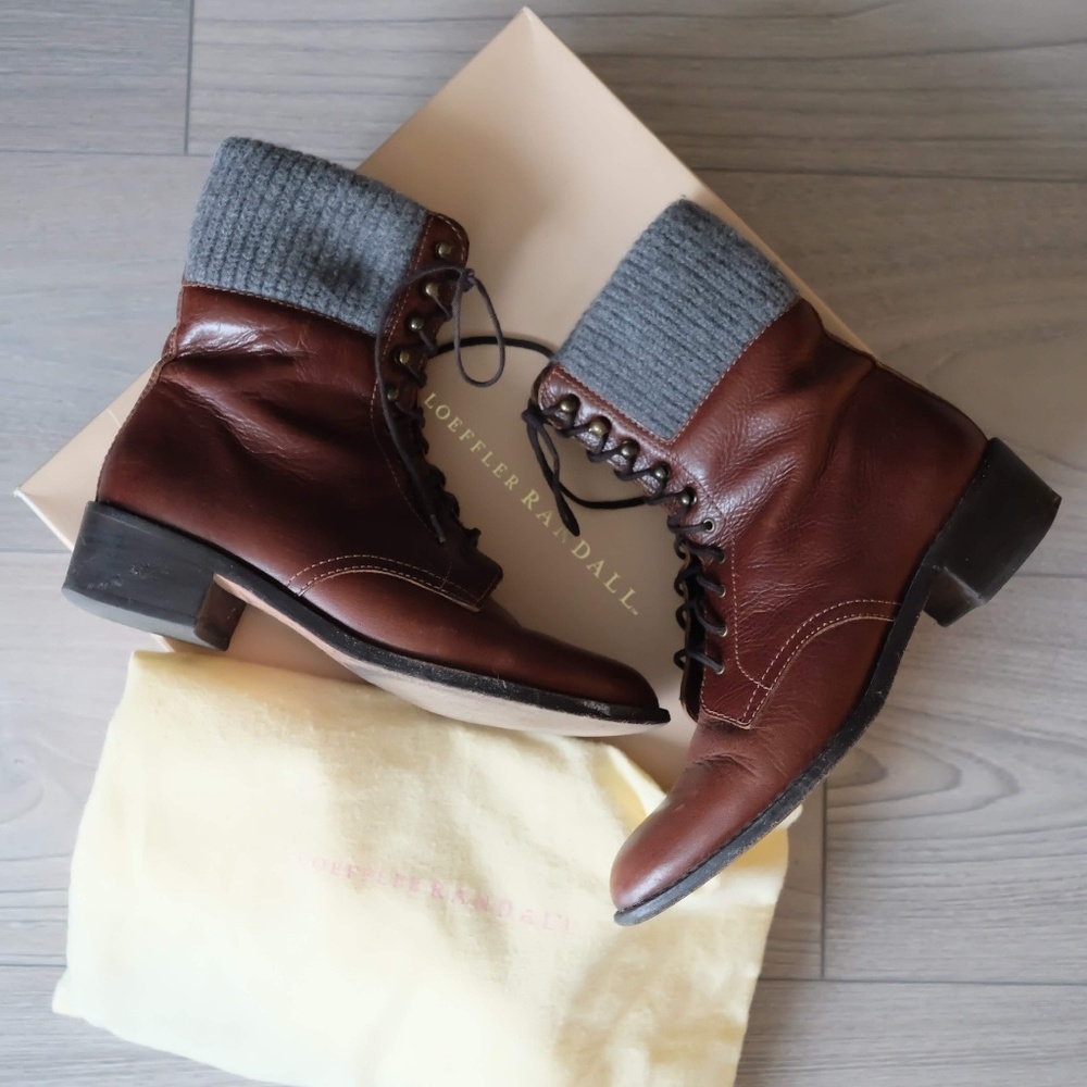 Loeffler Randall brown leather low-heel boots
